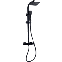 SH0052NR - Kartell Nero Square Thermostatic Bar Mixer Shower with Shower Kit - Black